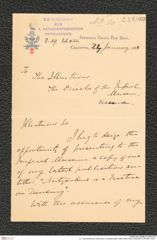 k.k. naturhistorisches Hofmuseum, Intendanzakten 1885-1896 (Hauer), Aktenzahl Z.59/1888, Seite 1